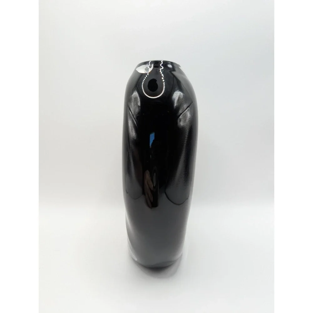 Vintage Black Art Glass Pocket Pillow Vase Iridescent Abstract Color Swirl 7